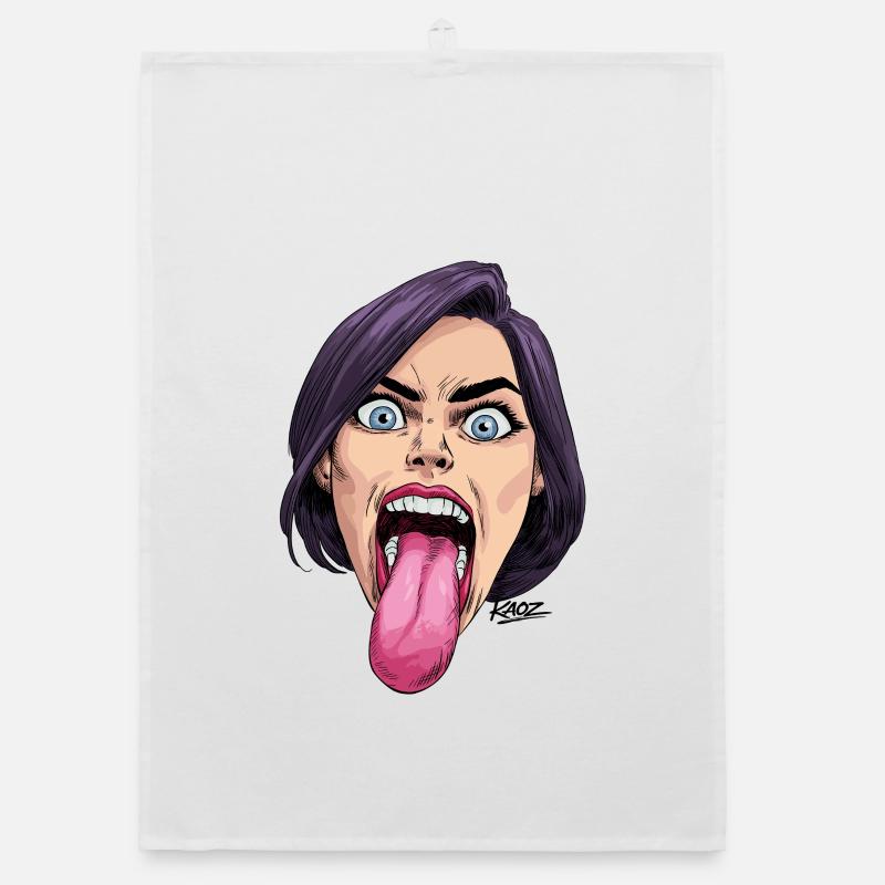 Tongue Out: Comic Expression Organic dish towel