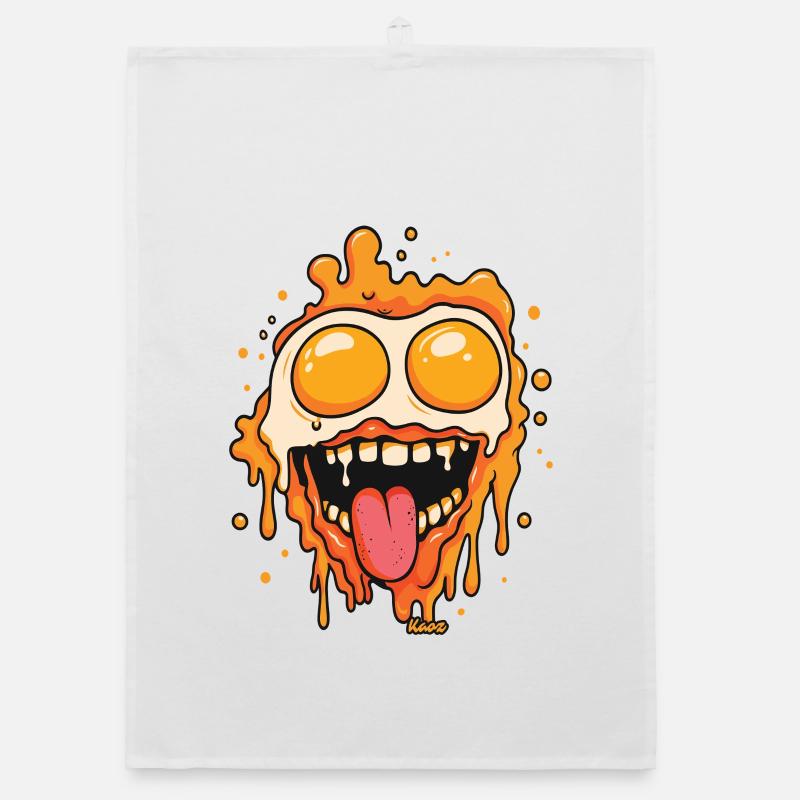 Melting face with fried egg eyes Organic dish towel