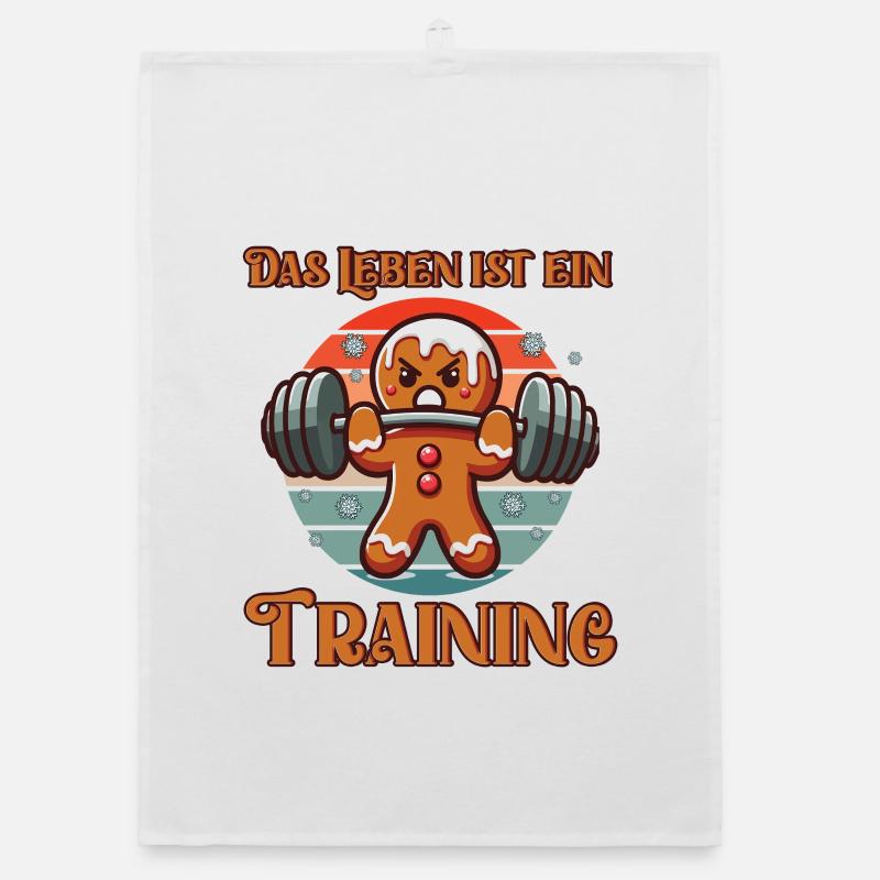 Lebkuchenmann DAS LEBEN IST EIN TRAINING Lustig Organic Geschirrtuch