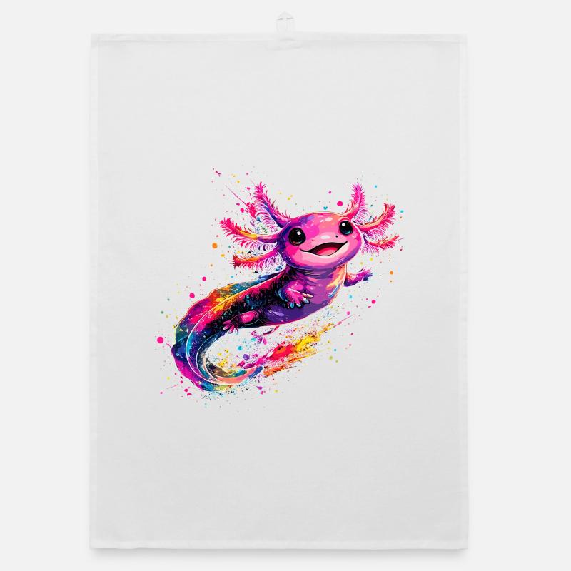 Éclaboussure colorée d’axolotls – Pour les fans d’axolotls Torchon bio