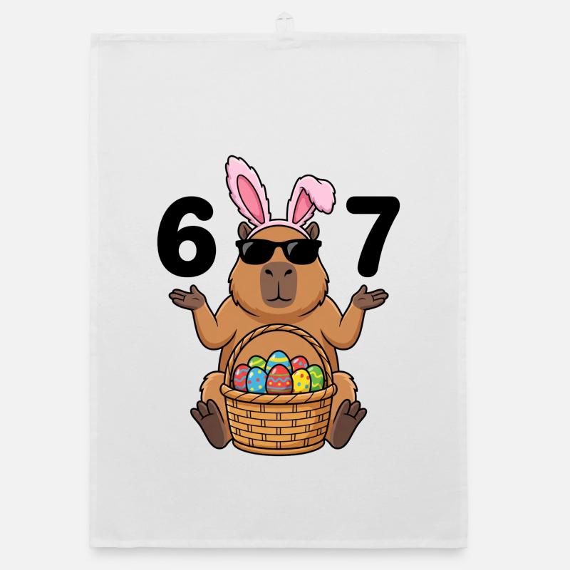 capybara Easter humor 6 7 Organic dish towel