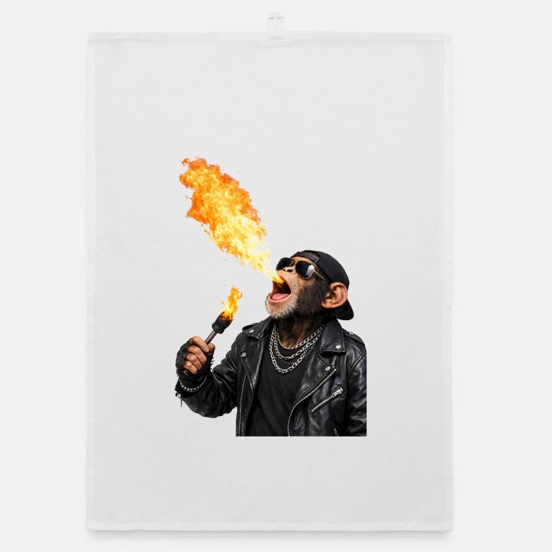 Flame Monkey Rocker Leather Jacket Organic dish towel