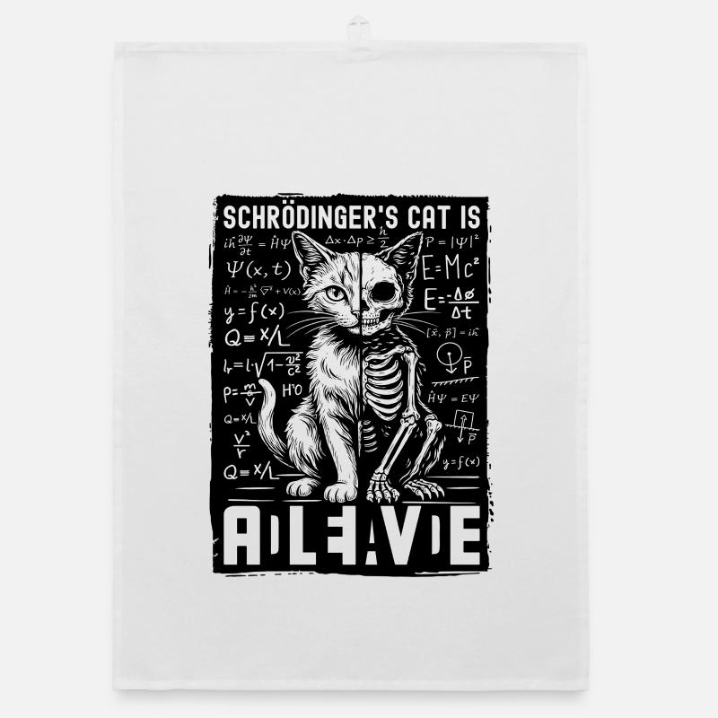 Schrödinger's Cat Is Alive Dead Organic dish towel