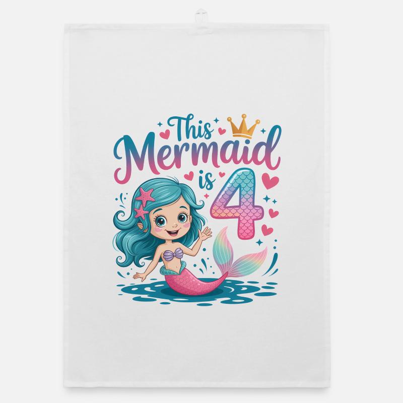 4e anniversaire de la sirène 4 ans Torchon bio