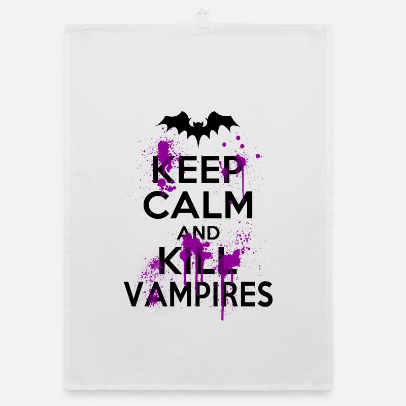 Keep Calm And Kill Funny Witty Vampires Organic dish towel
