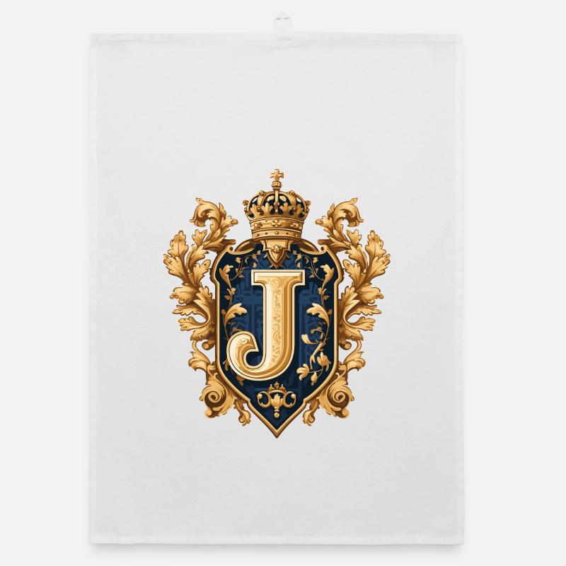 J Letter Name Crown Organic dish towel