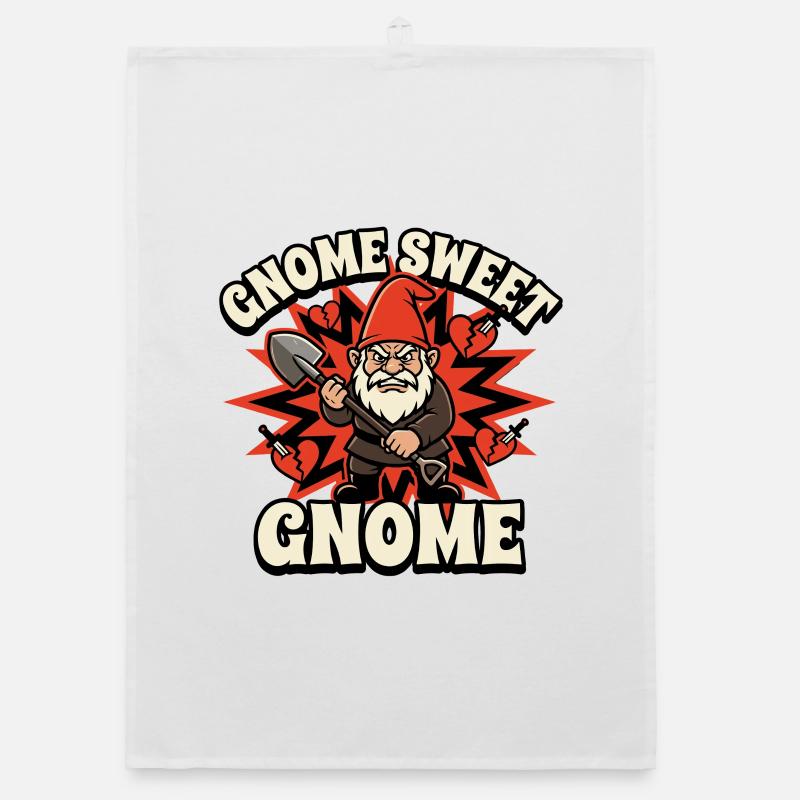 Evil Gnome, Dark Gnome, Goth Gnome, Funny Gnome Organic dish towel