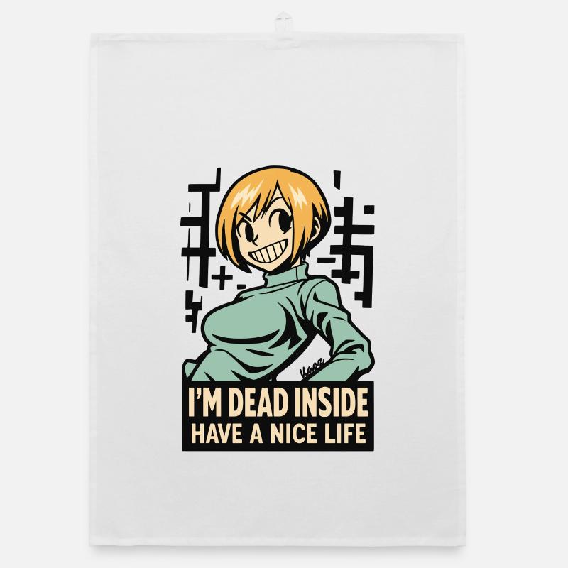 Dead Inside Cartoon Tee Organic dish towel
