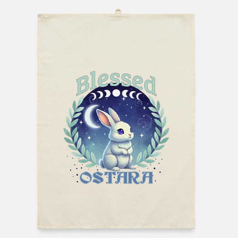 Ostara Happy Easter Pagan Spring Equinox Organic dish towel