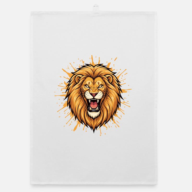 Tête de lion dans la conception d’explosions Torchon bio