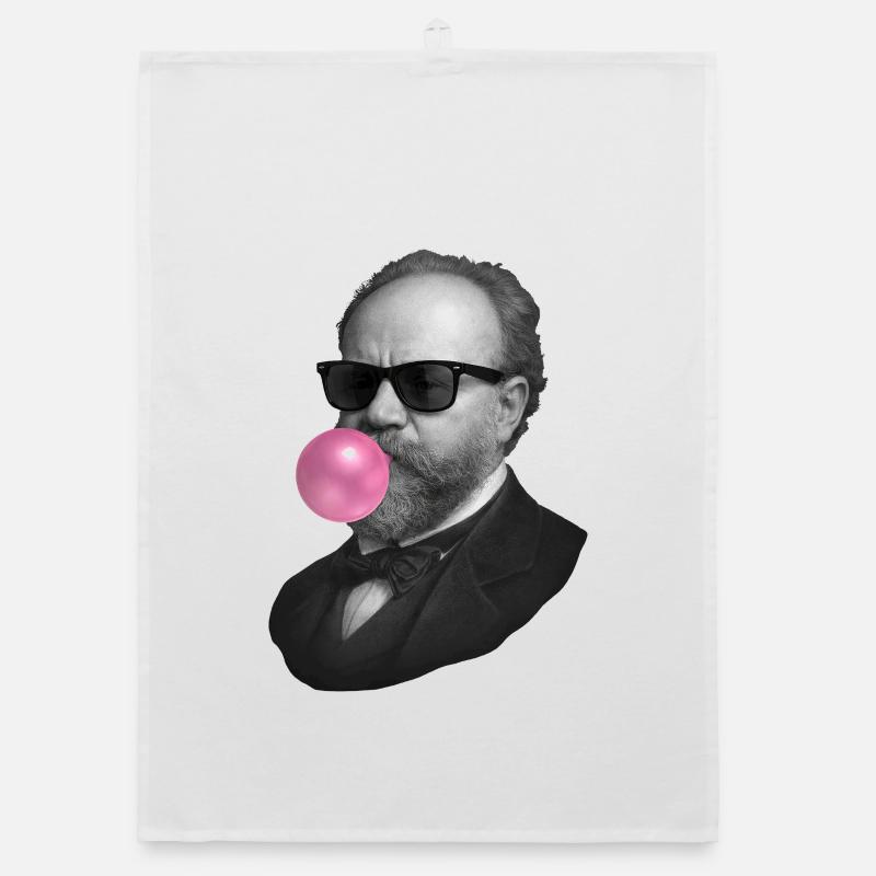 Noir et blanc élégant avec une bulle rose Torchon bio