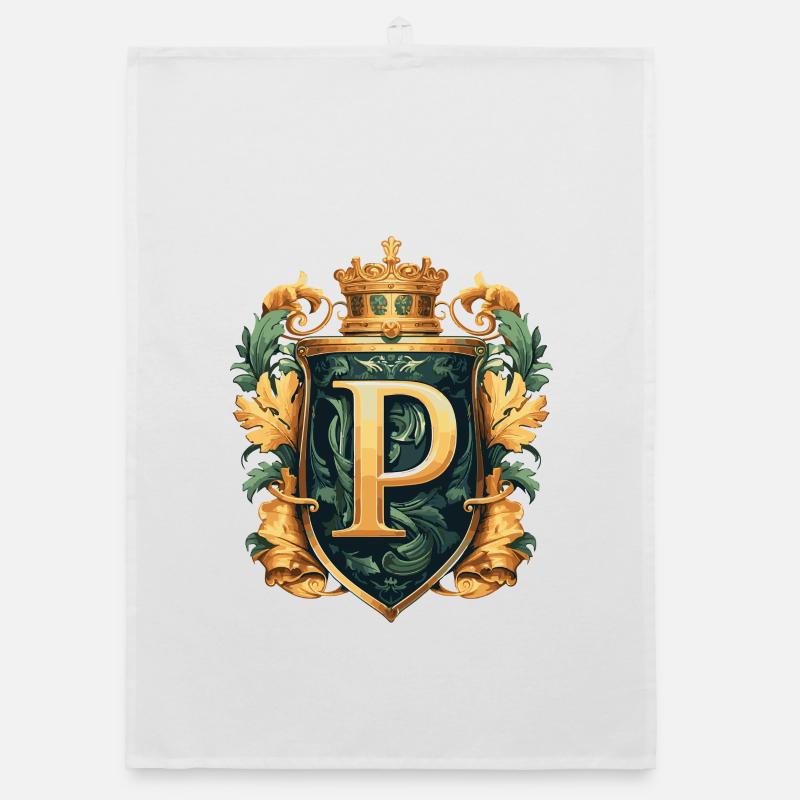 P Buchstabe Name Krone Organic Geschirrtuch