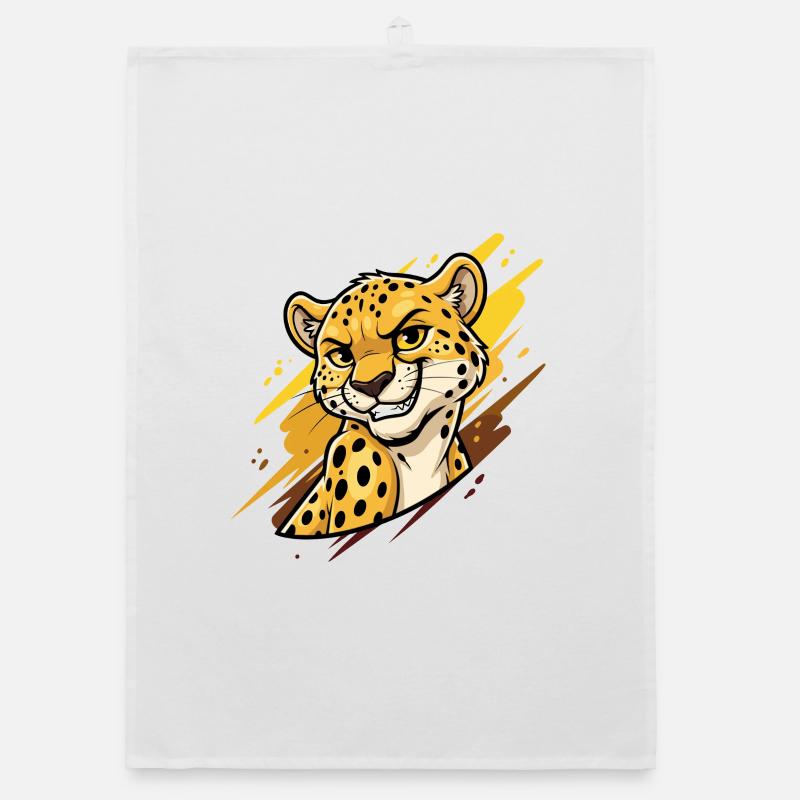 Tête de léopard avec un éclat de couleur Torchon bio