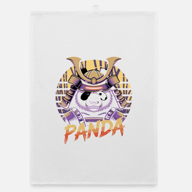 Warlike Panda Samurai Illustration Organic dish towel