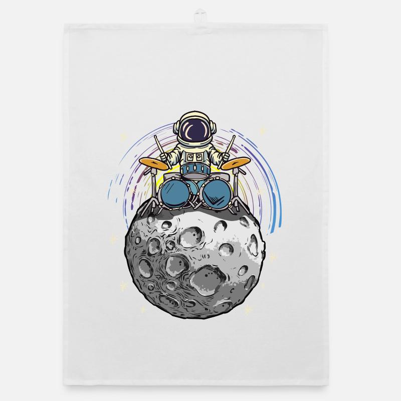 Space drummer on the moon Organic dish towel