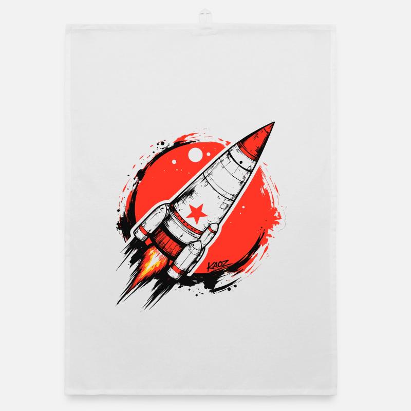 Crimson Rocket Splash-Artwork Organic Geschirrtuch
