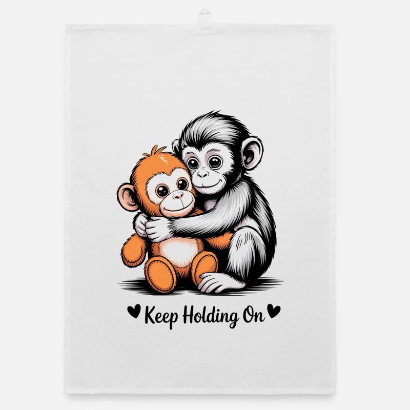 Keep Holding On Monkey Hug Organic dish towel