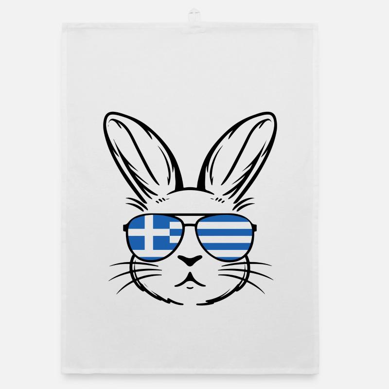 Drapeau grec de Pâques Lapin de Pâques Torchon bio