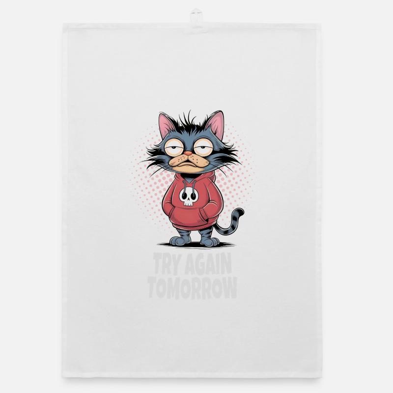 Try Again Tomorrow Katze – Lustiger Katzen Spruch Organic Geschirrtuch