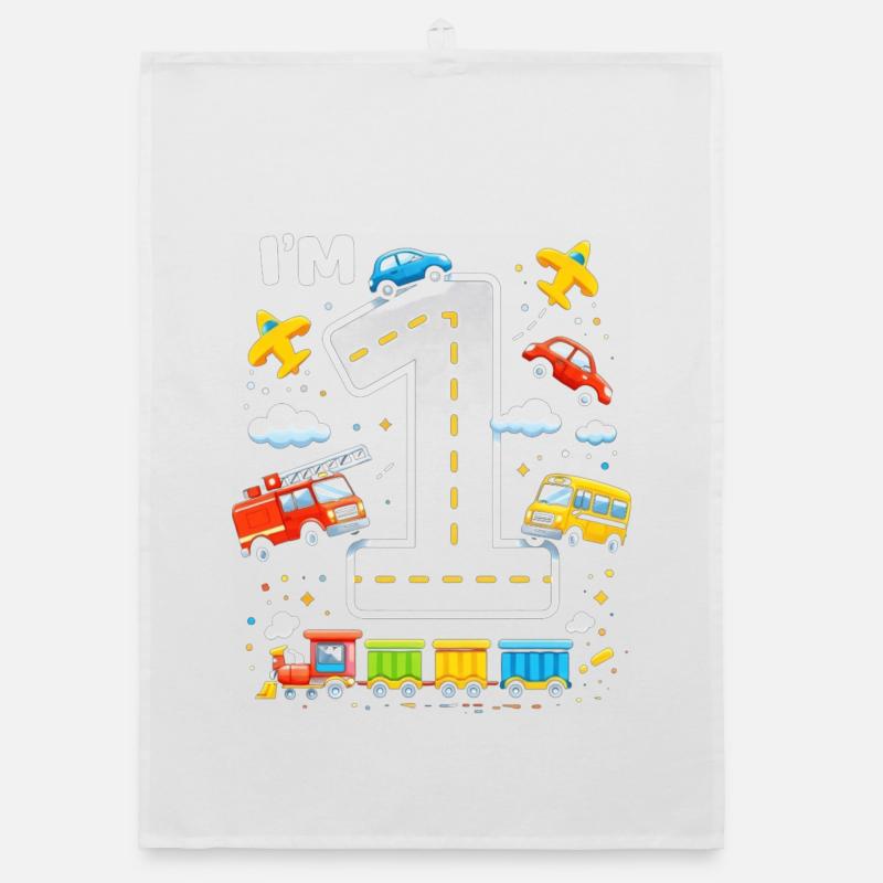 Erster Geburtstag Nummer Eins Autobahn Organic Geschirrtuch