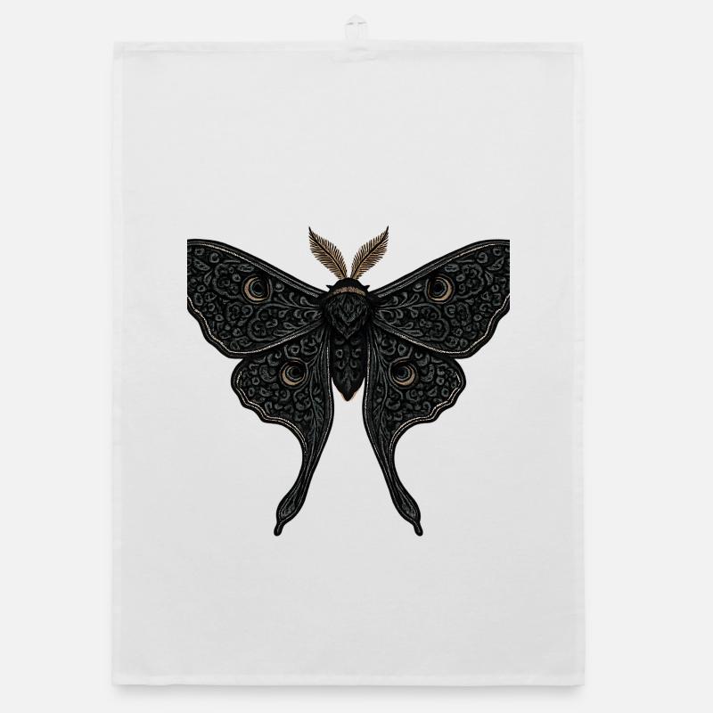 Moon Moth Moth Gothic Tattoo Organic dish towel