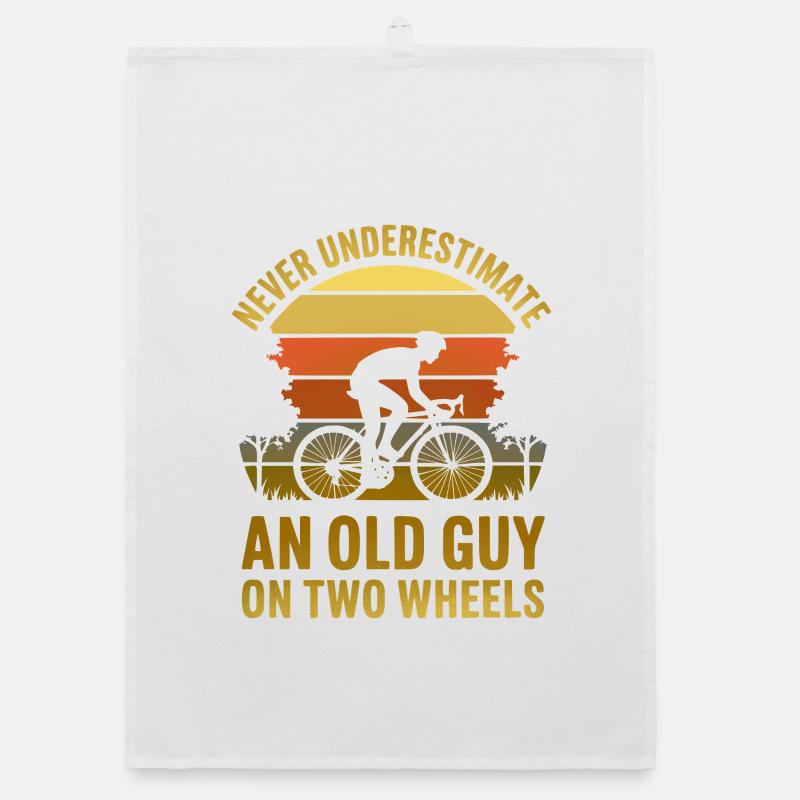 Retro Sunset Cyclist - Organic Geschirrtuch - Weiß