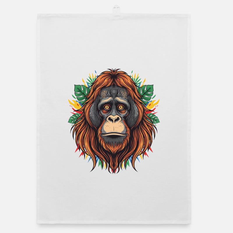 Tropical Orangutan Head Organic dish towel