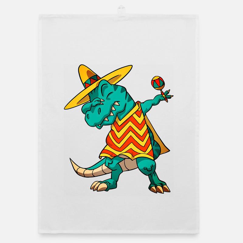 Dabbing T-rex Dinosaur Cinco De Mayo Fiesta 2026 Organic Geschirrtuch