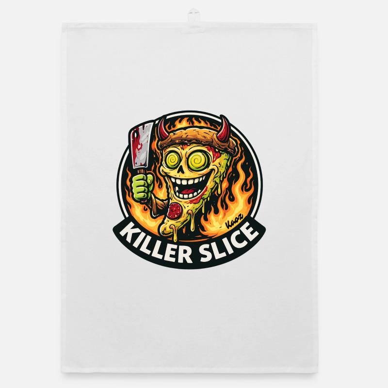 Killer Slice Pizza Dämon Organic Geschirrtuch