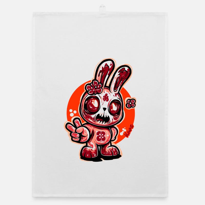 Horror Bloom Bunny - Organic Geschirrtuch - Weiß