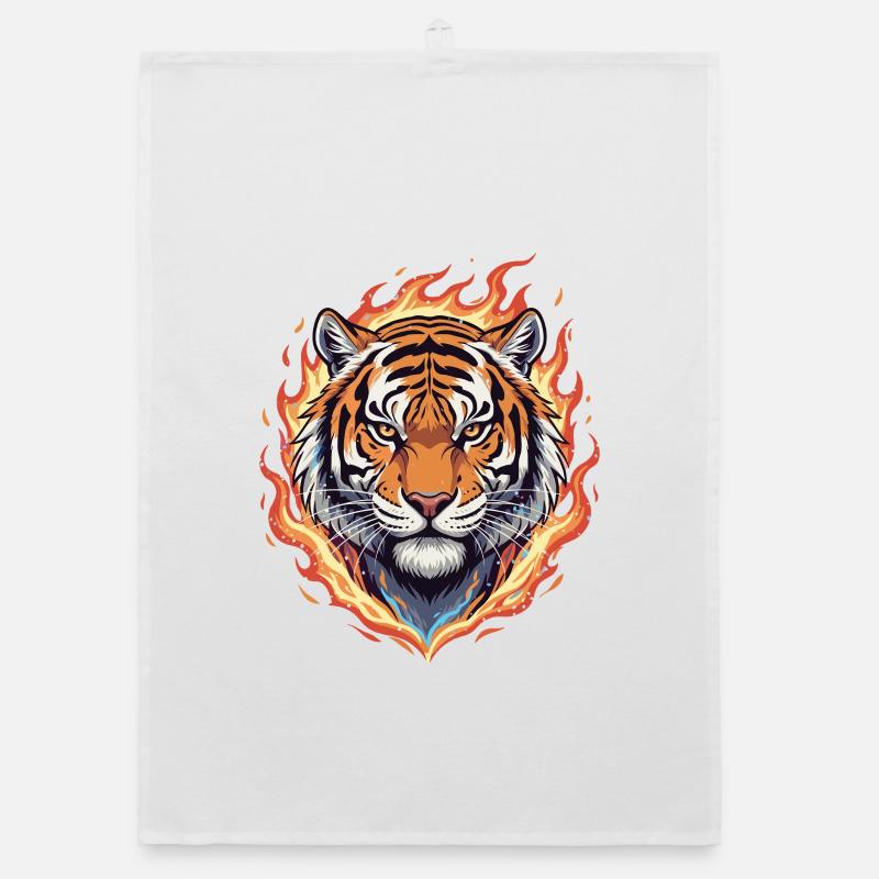 Flames Tiger Head Organic dish towel