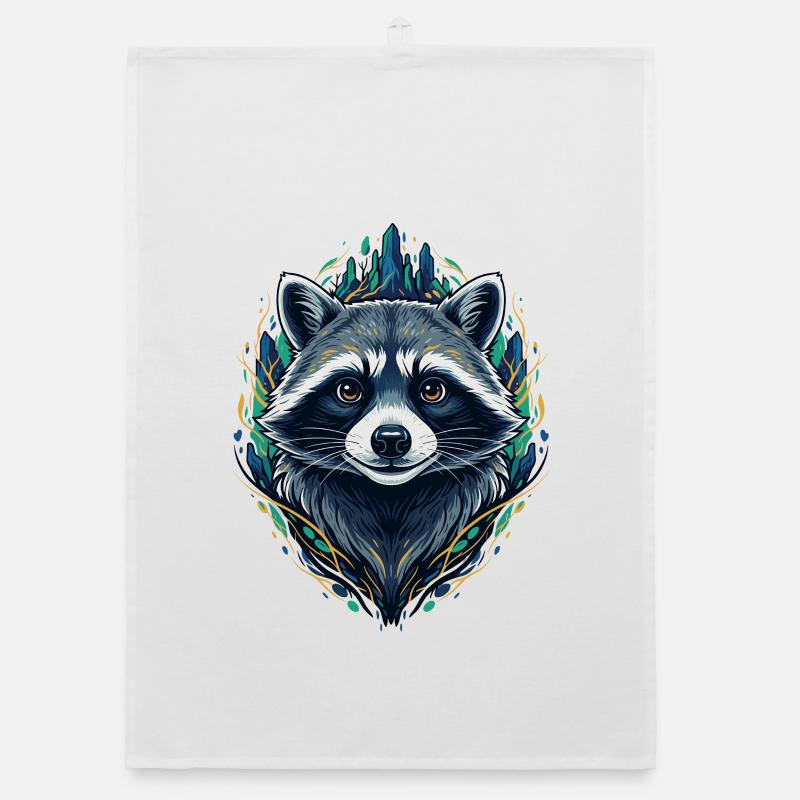 Raccoon Forest Magic Graphic Organic dish towel