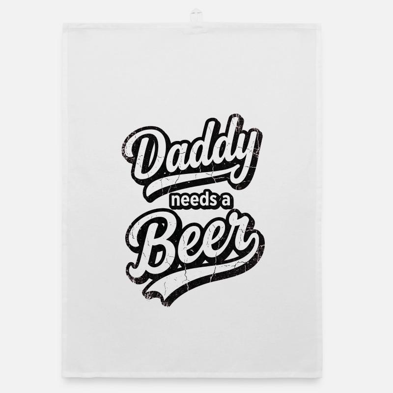 Daddy Needs A Beer Distressed Vintage Text Organic dish towel