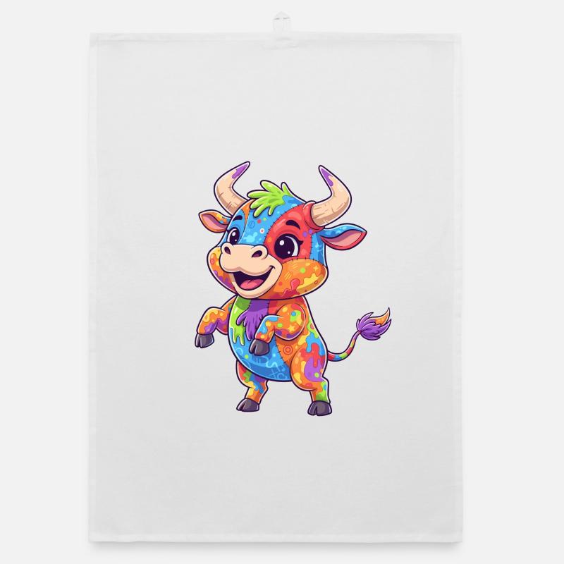 Farbenfrohe Kuh Farbexplosion Organic Geschirrtuch