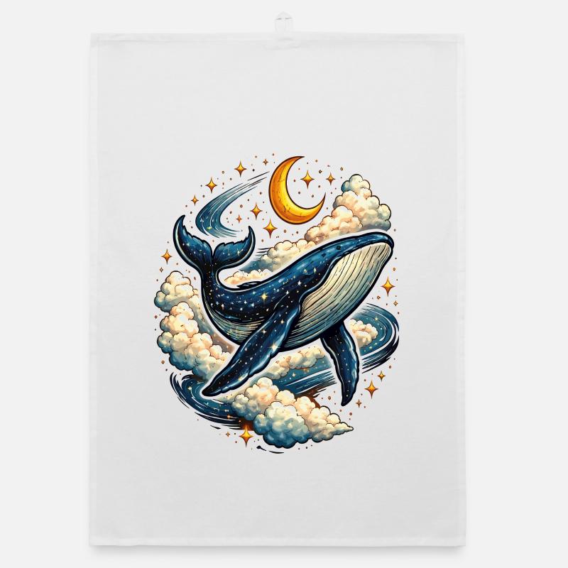 Celestial Whale in the Clouds Organic dish towel
