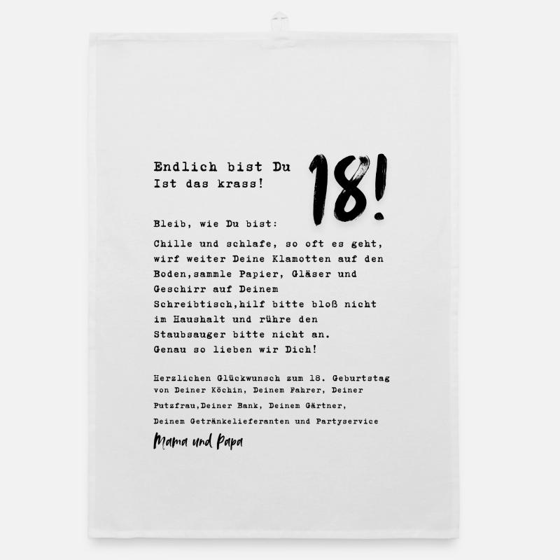 Endlich 18! 18. Geburtstag Geschenkidee  Organic Geschirrtuch