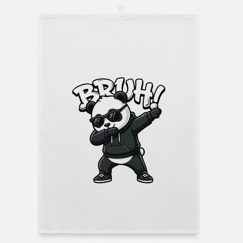 Bruh Panda Dabbing Cool Panda Bear Funny Organic dish towel