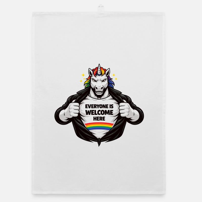 Design de déclaration arc-en-ciel Diversité & Respect Torchon bio