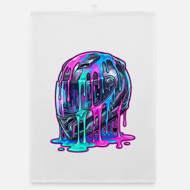 Abstract helmet with color flow Organic dish towel