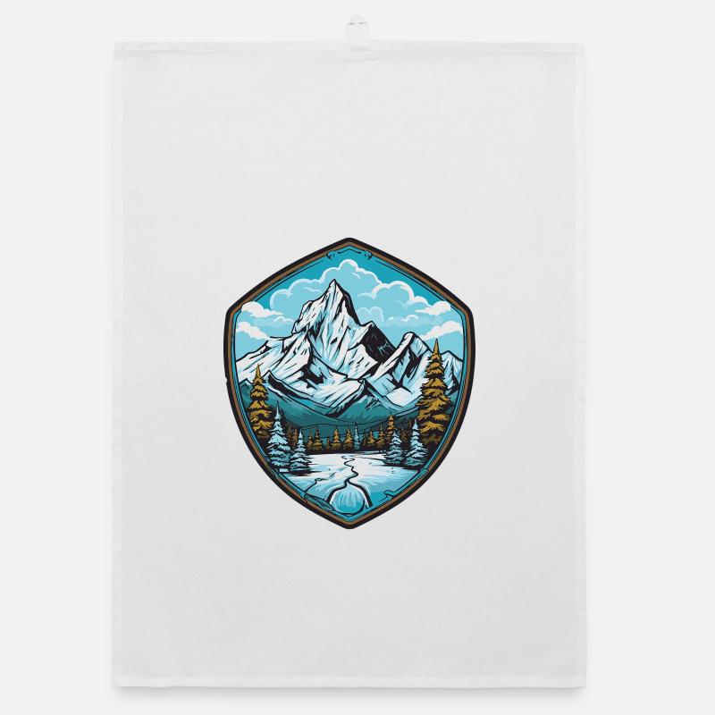 Mountain Lake Shield Mountain Landscape Forest Organic dish towel