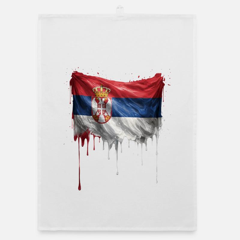 Serbia Flag Drop Graffiti Organic dish towel