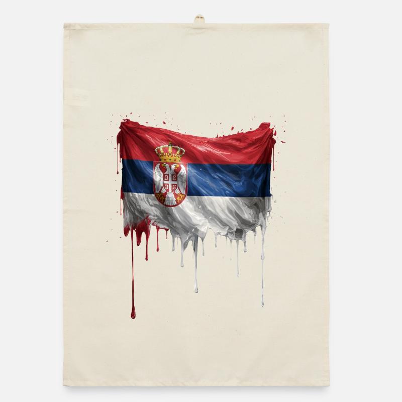 Graffiti sur la chute du drapeau serbe Torchon bio