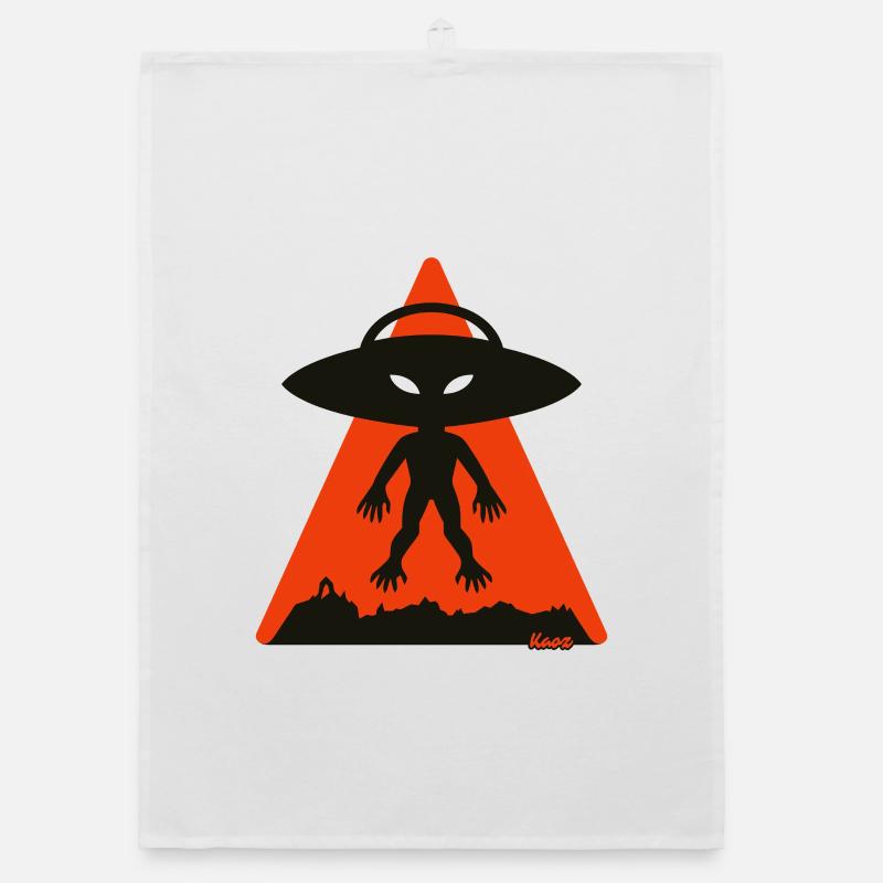 Alien Shadow Under Orange Triangle Organic dish towel