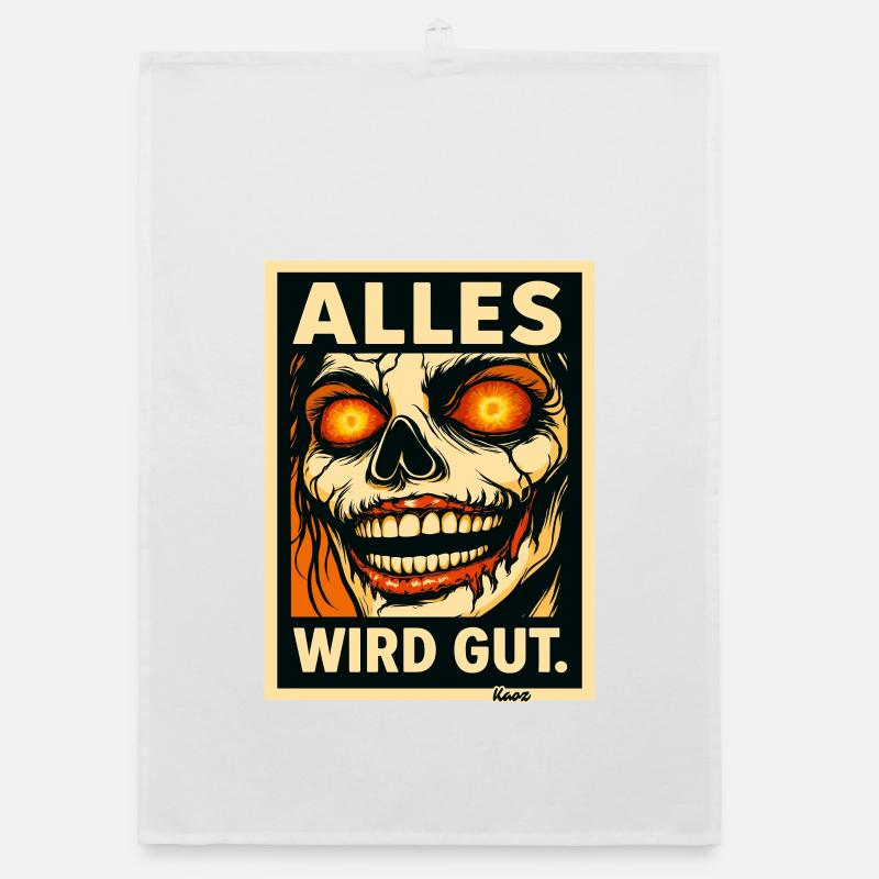 Alles Wird Gut Skull Portrait Organic dish towel