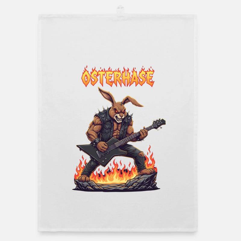 Heavy Metal Easter Bunny Rocker Easter Hardcore Bunny Organic dish towel