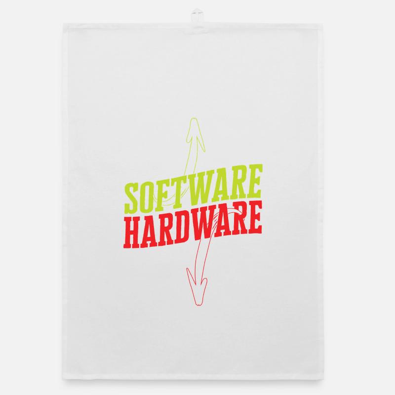 Gioco di parole divertente che dice l'IT Software Hardware - Strofinaccio da cucina ecologico - bianco