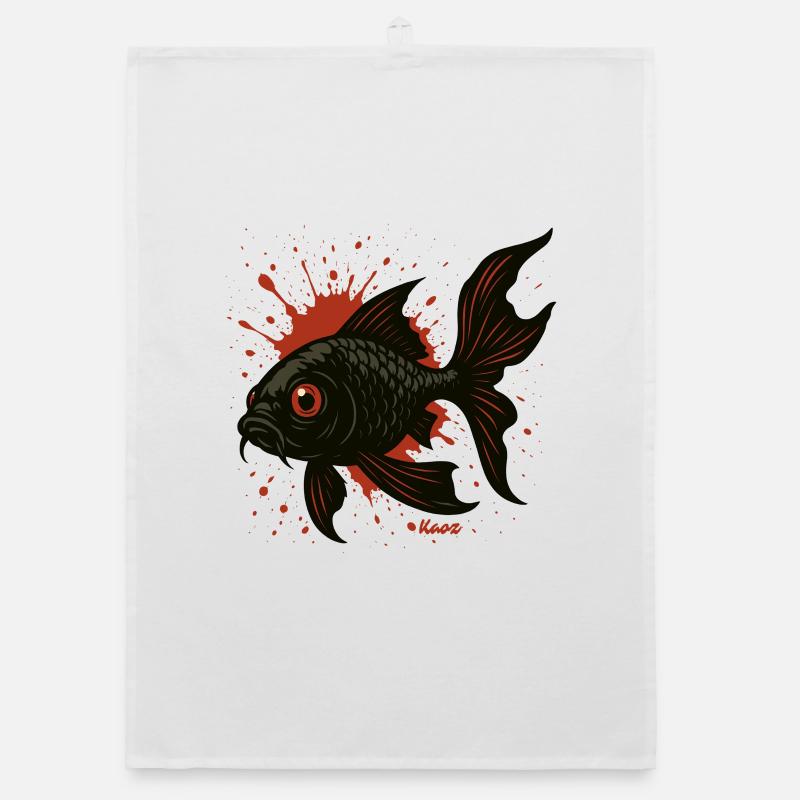 Koi Splatter: Black Fish Organic dish towel