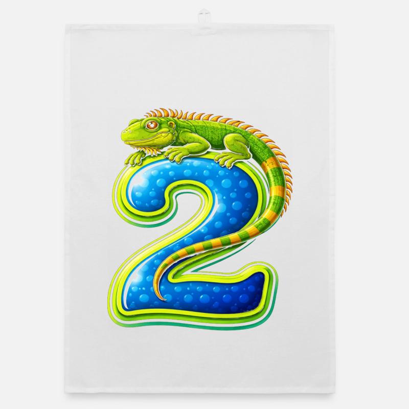 Gecko-2 Lebendige Comic-Zahl Organic Geschirrtuch