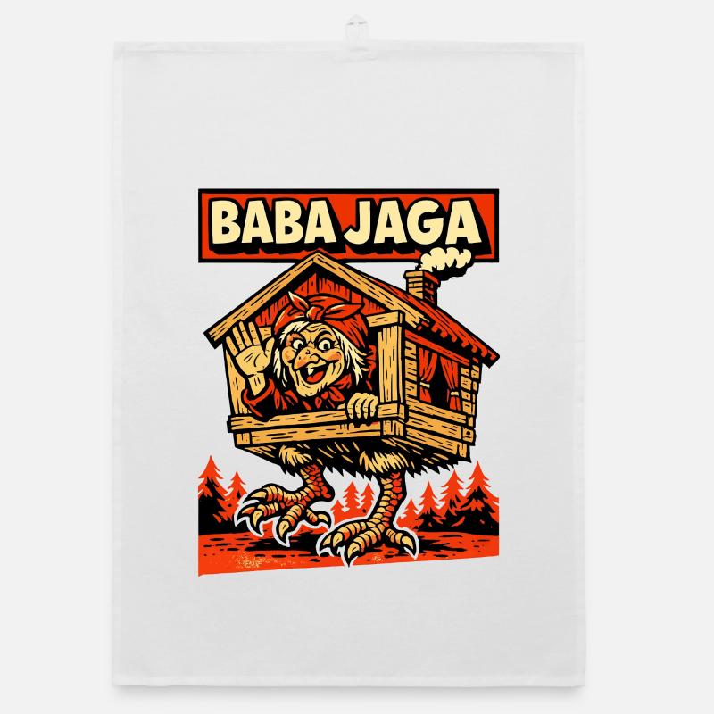 Baba Jaga Slavic Witch Legend Organic dish towel