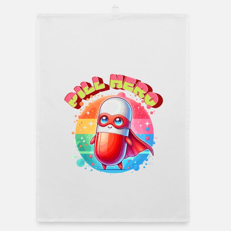 Helden Pille Superheld Medizin Tabletten Held Organic Geschirrtuch